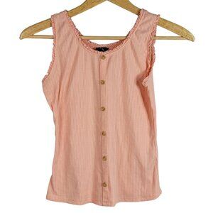 Art Class Sleeveless Tank Top Orange Size 10 Large Ruffle Ribbed Pullover Scoop